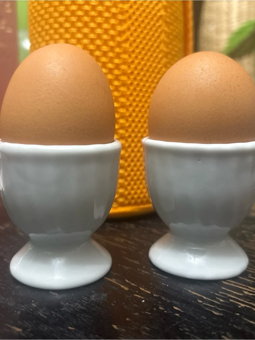 Pier 1 White Ceramic Egg Cup Pair